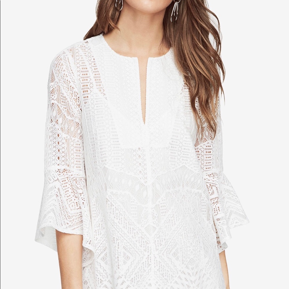 BCBGMaxAzria White Lace Midi Dress